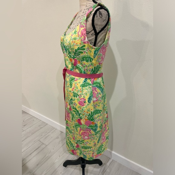 Lilly Pulitzer Yellow Miranda Monkey Jungle Print Midi Dress EUC - Picture 4 of 6